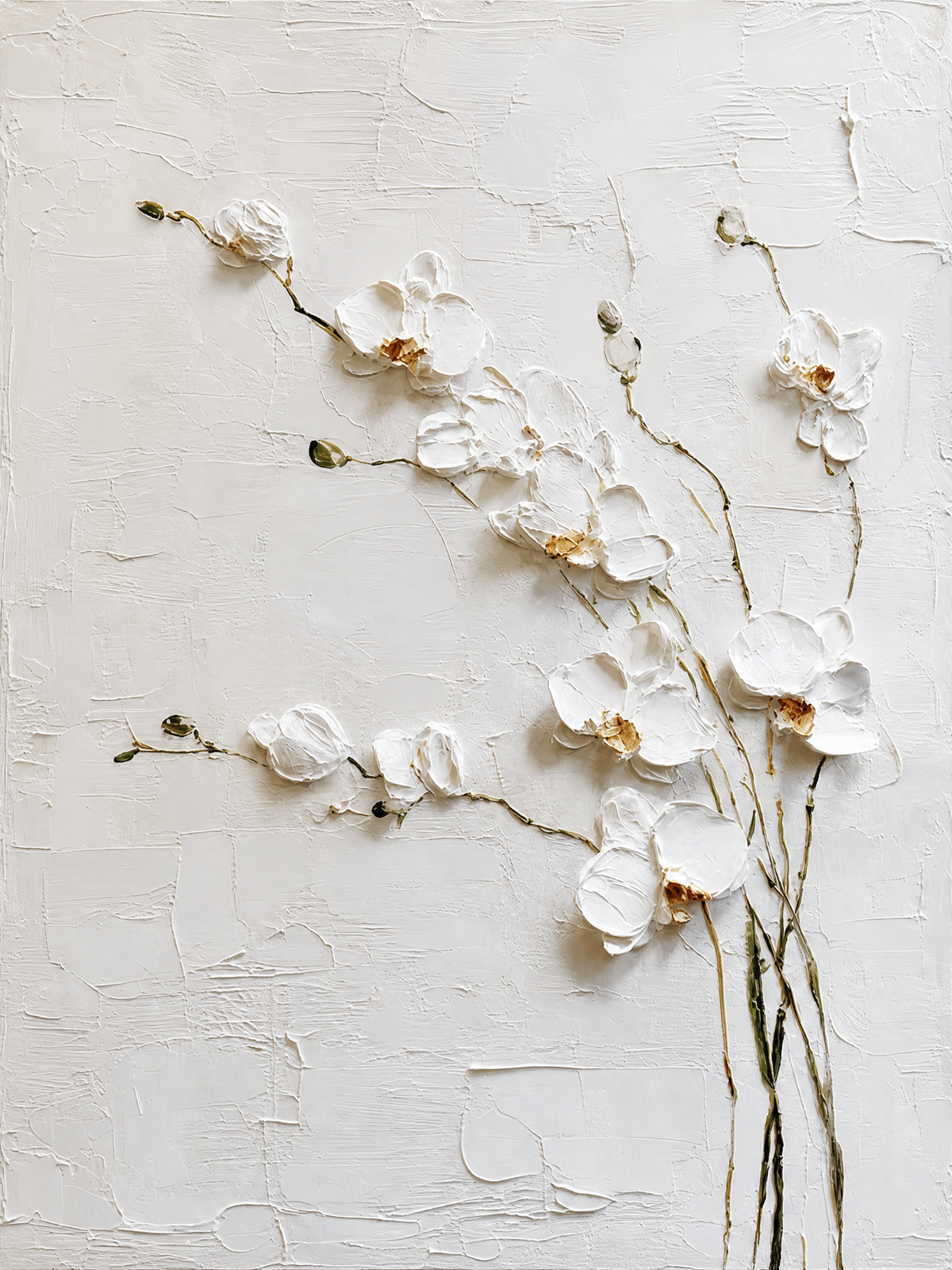 White Orchids on Textured Ivory