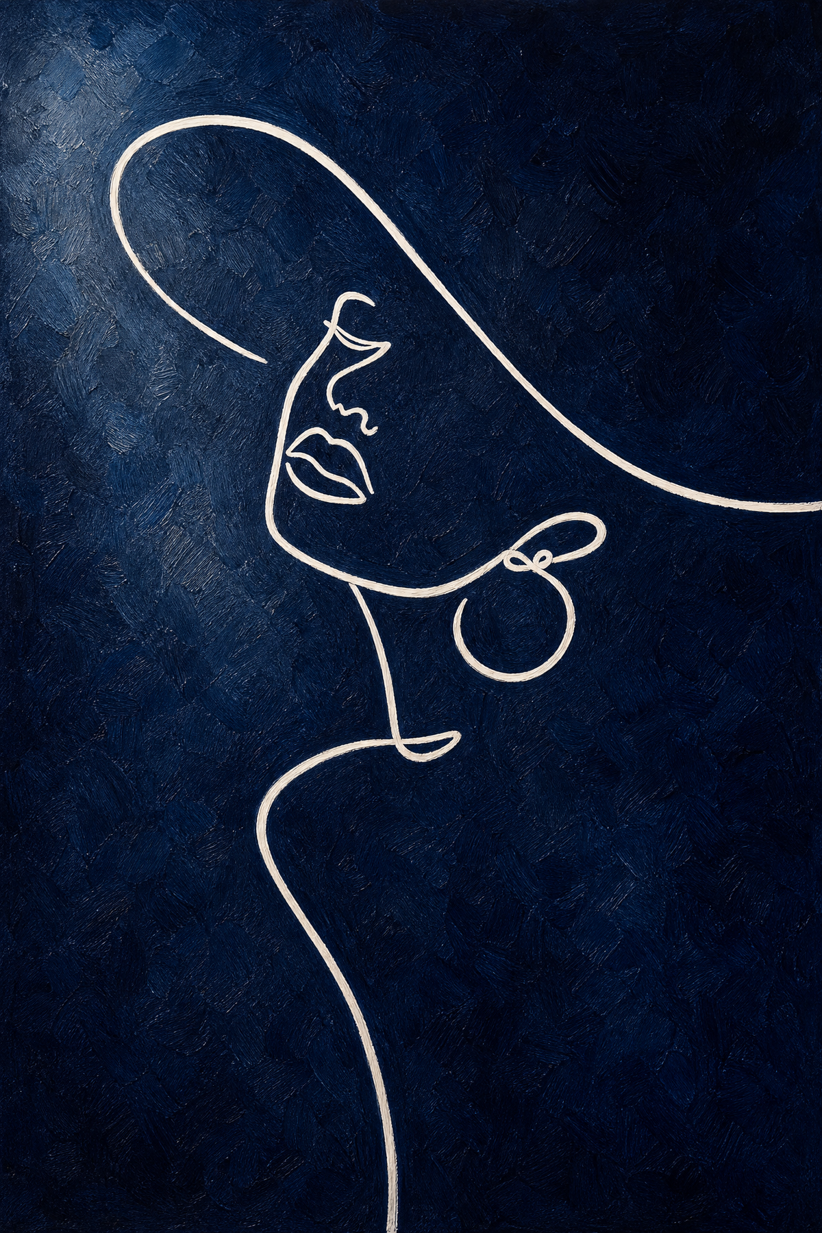 Midnight Muse — Single-Line Portrait in Navy