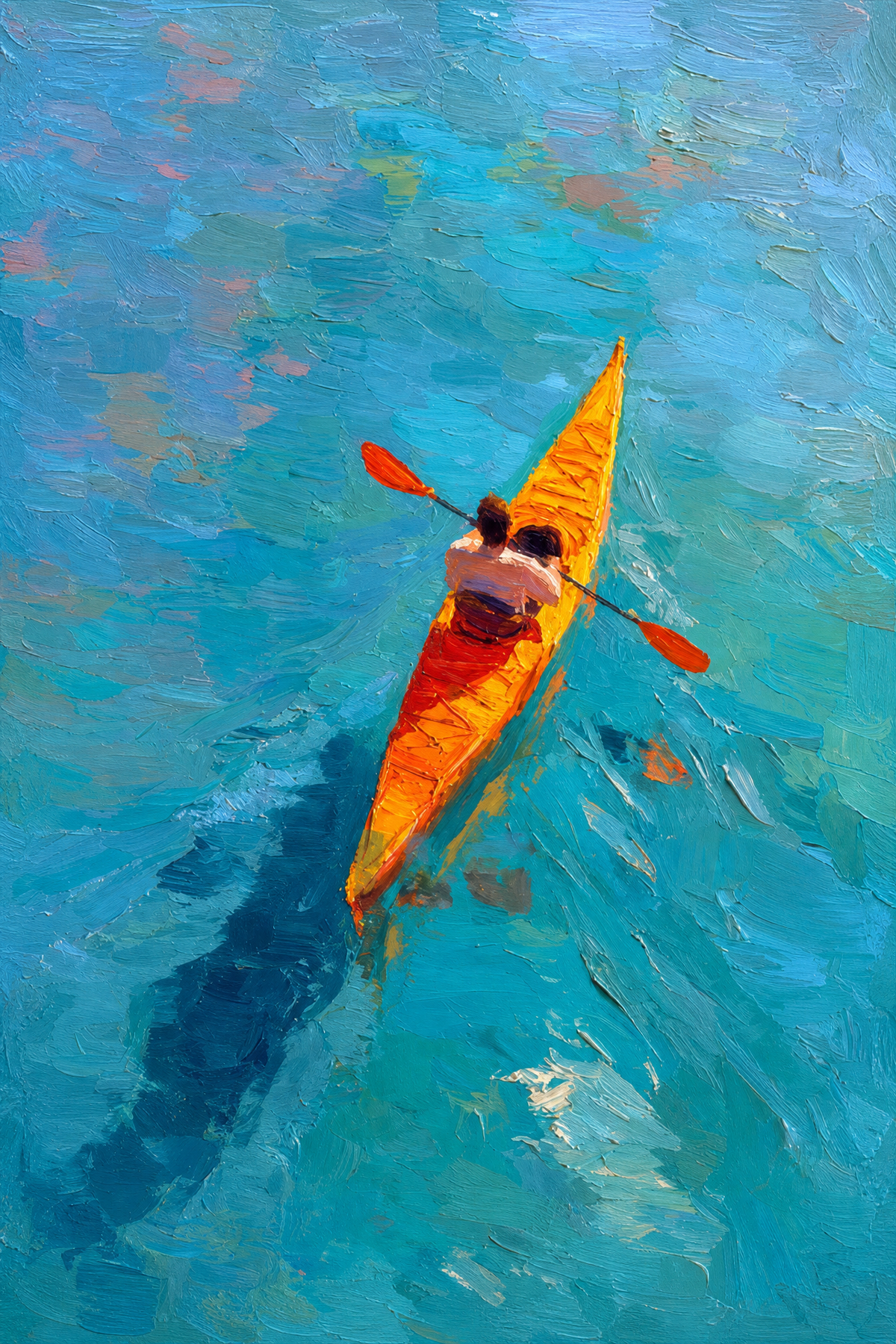 Kayaker on Turquoise Water