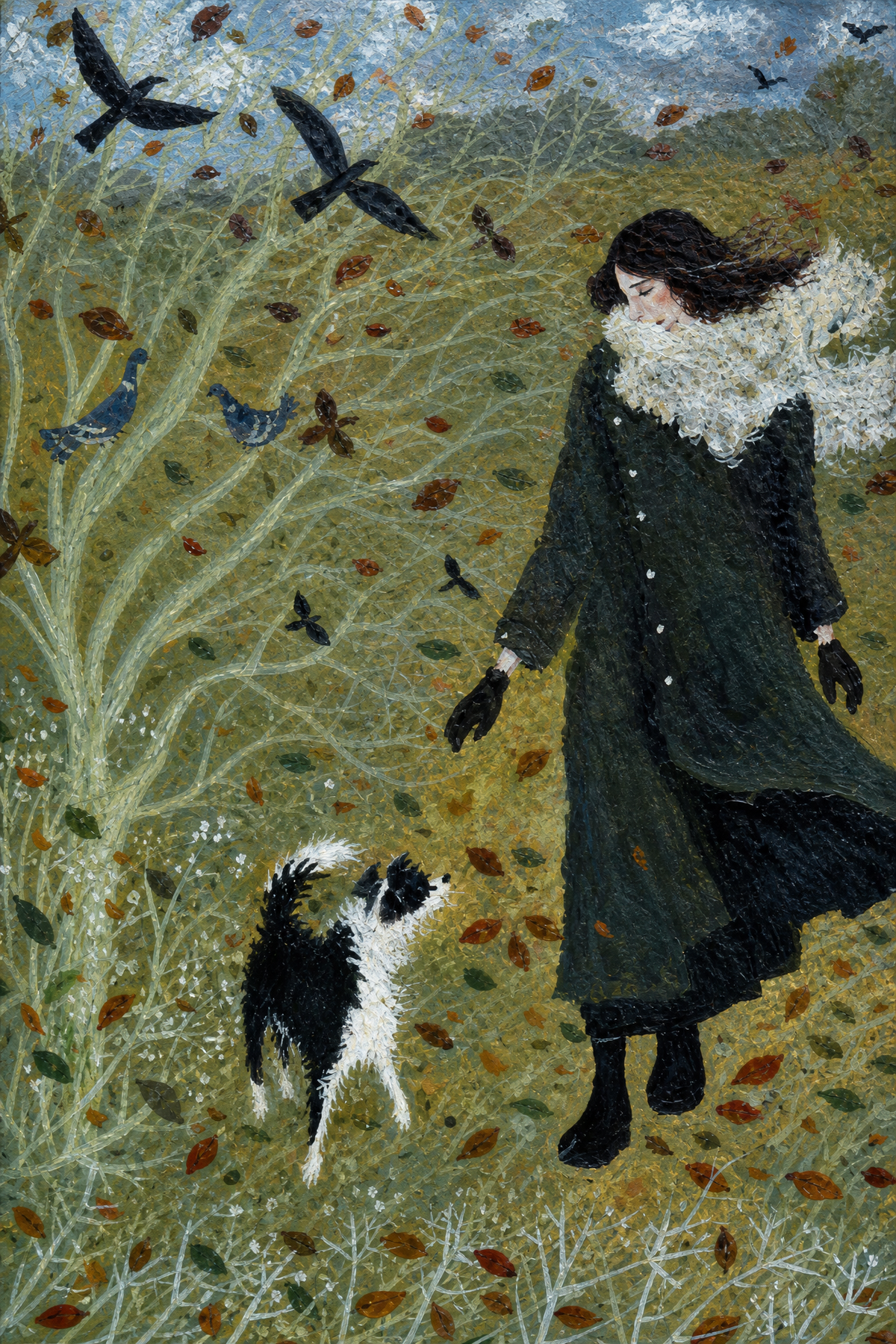Autumn Walk with Border Collie