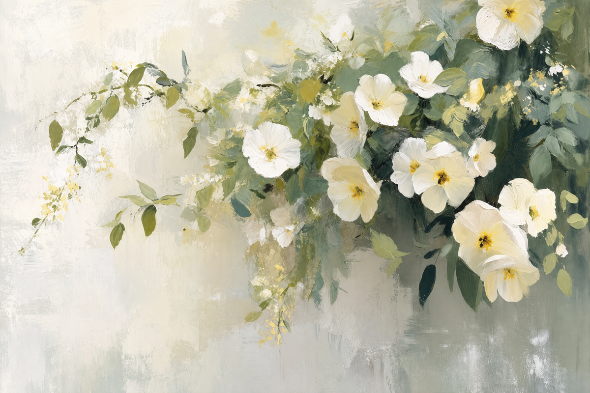 White Roses Drifting in Sage