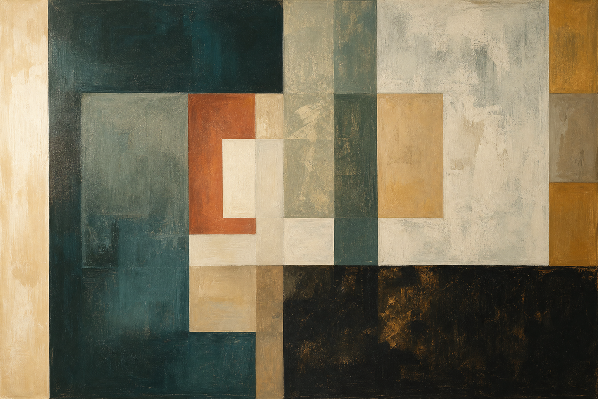 Quiet Grid in Teal and Ochre