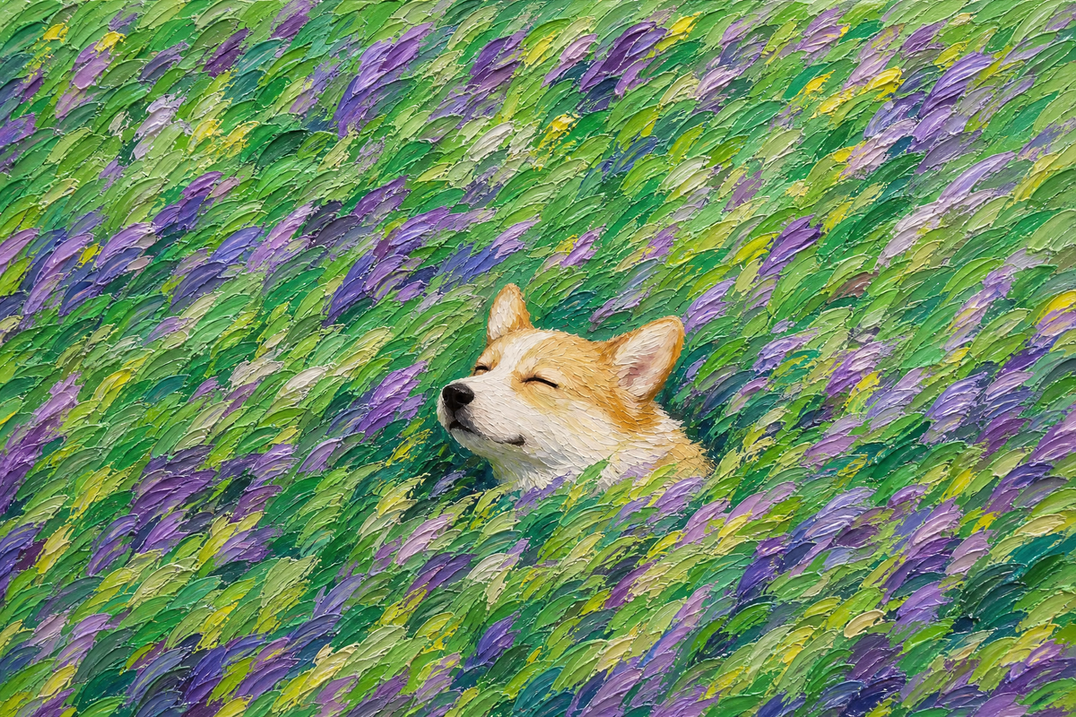 Corgi Contentment in a Meadow of Wildflowers