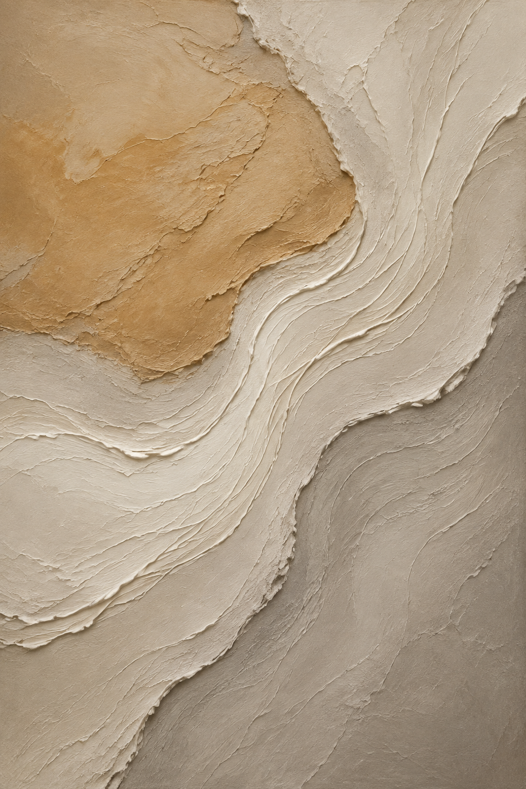 Mineral Tides – Ochre & Ivory Abstract