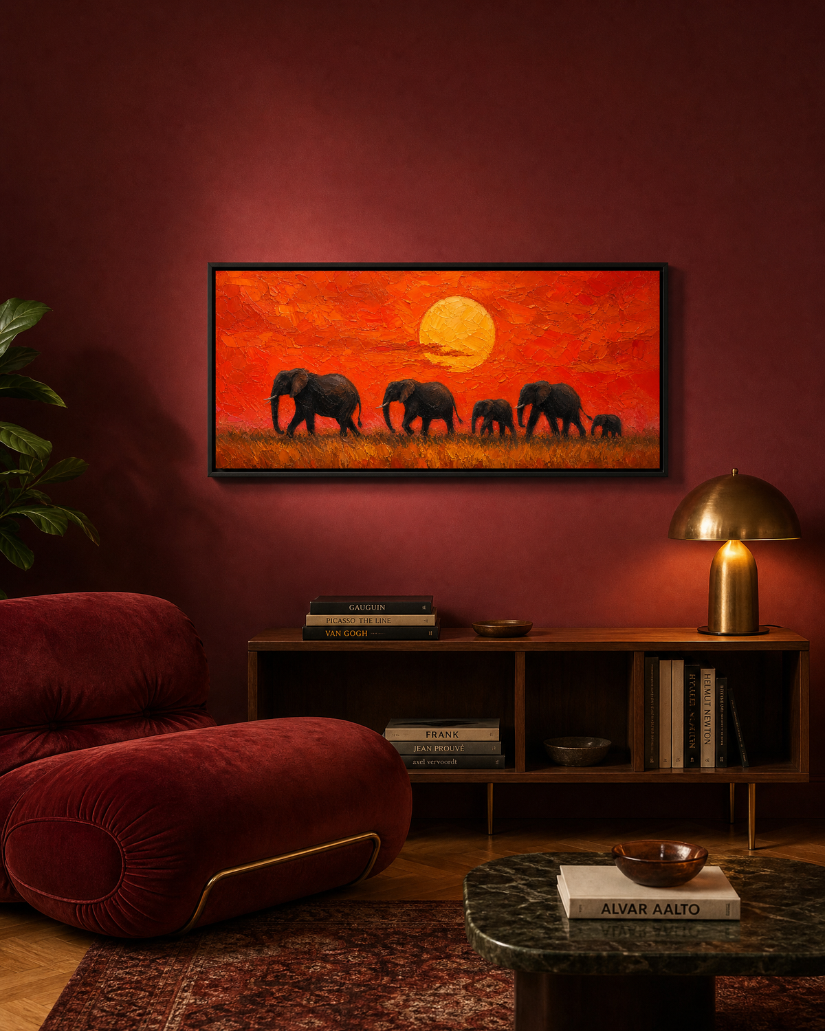 Elephant Herd at Sunset