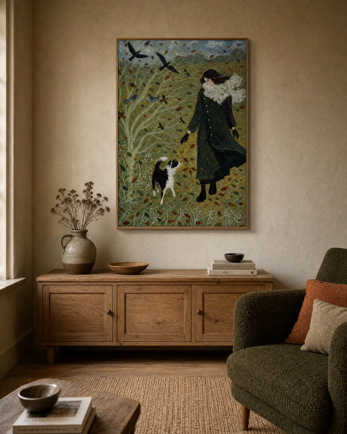 Autumn Walk with Border Collie