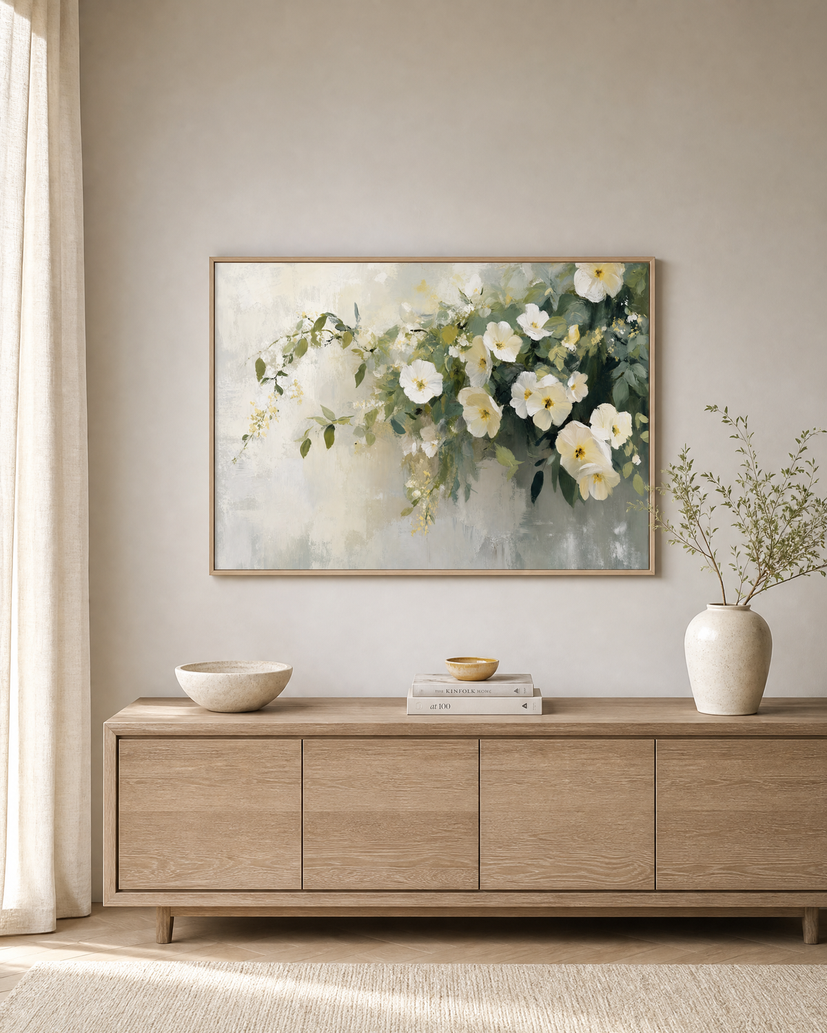 White Roses Drifting in Sage