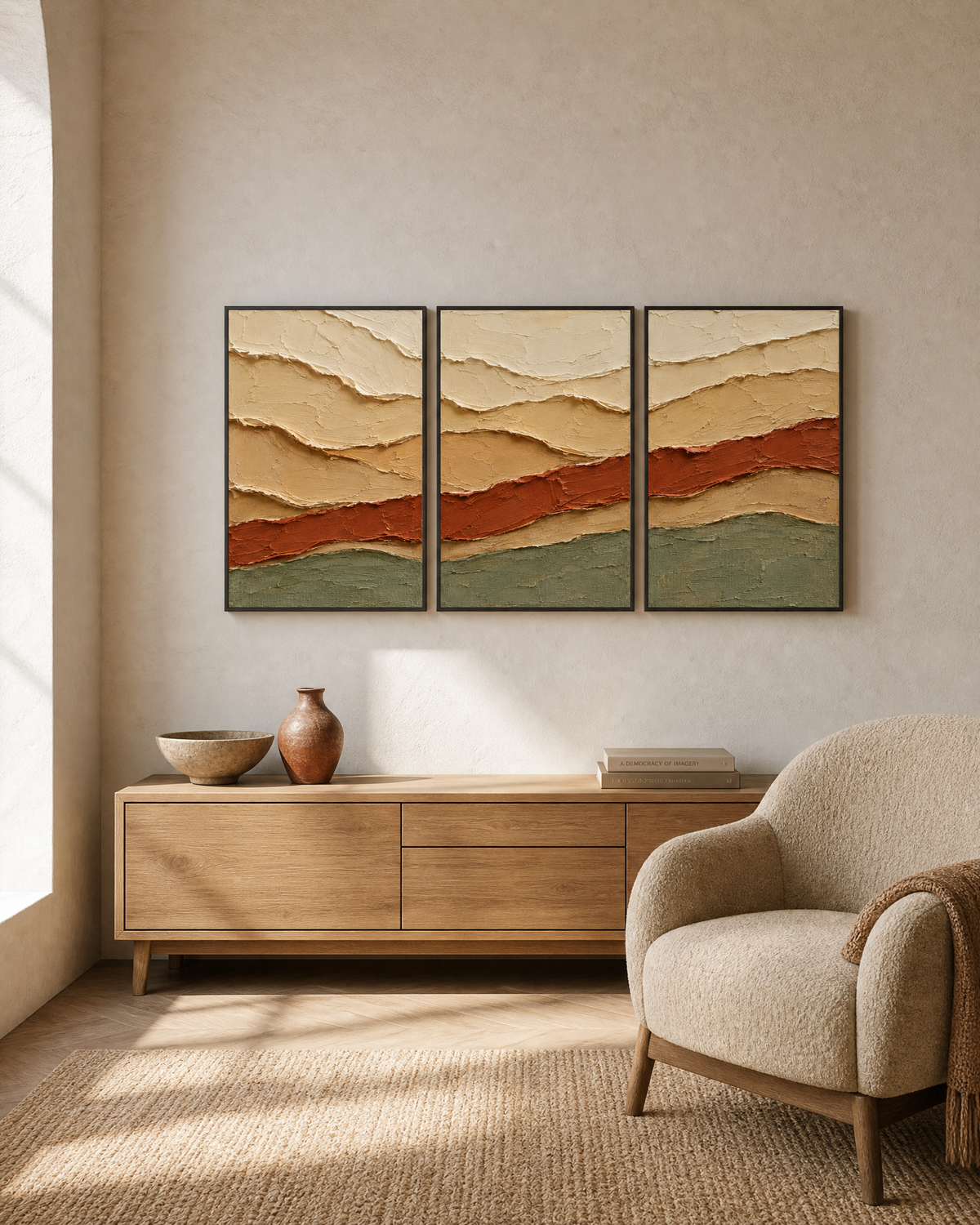 Layered Earth — Three-Panel Canvas Set