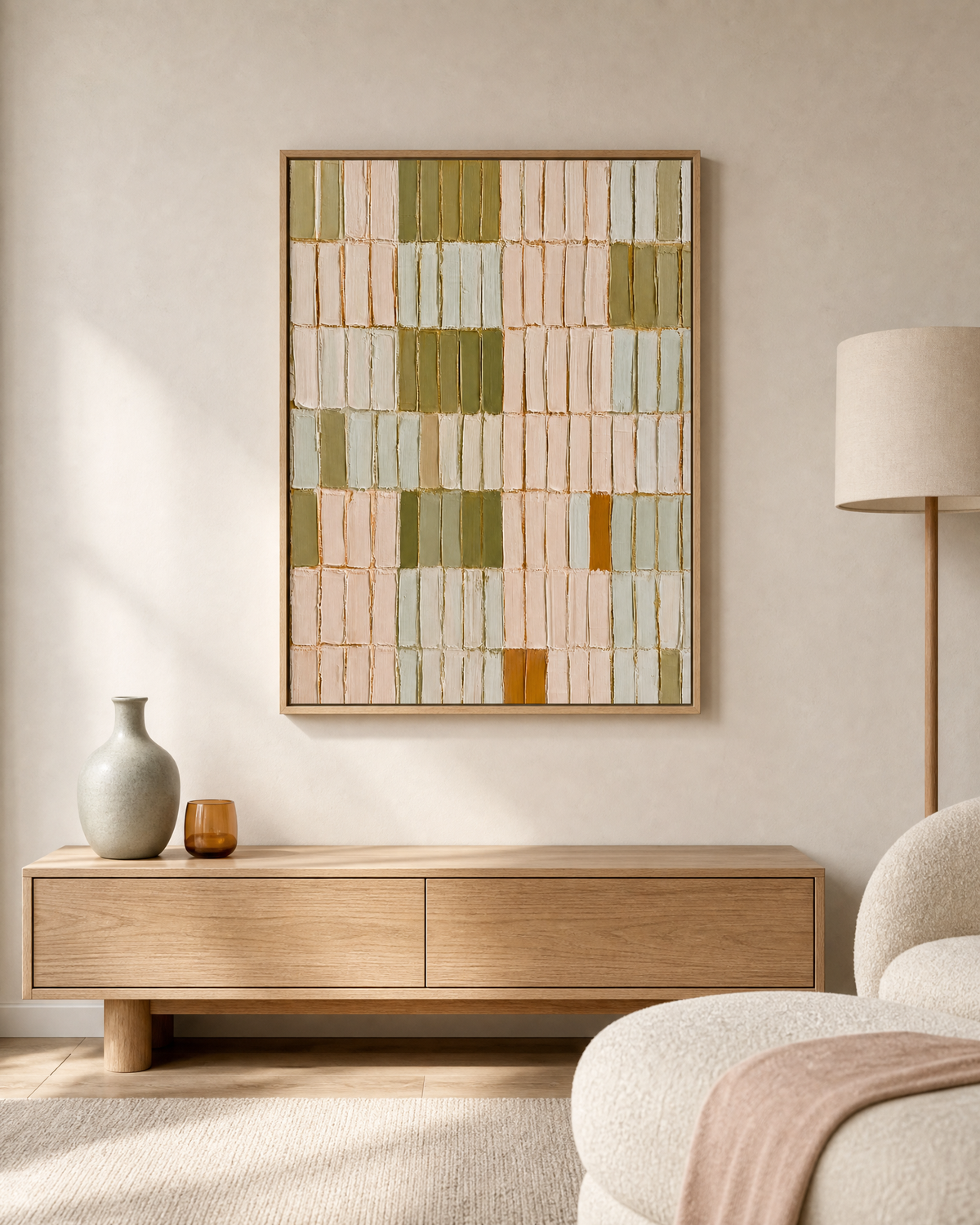Weave Grid in Blush and Olive