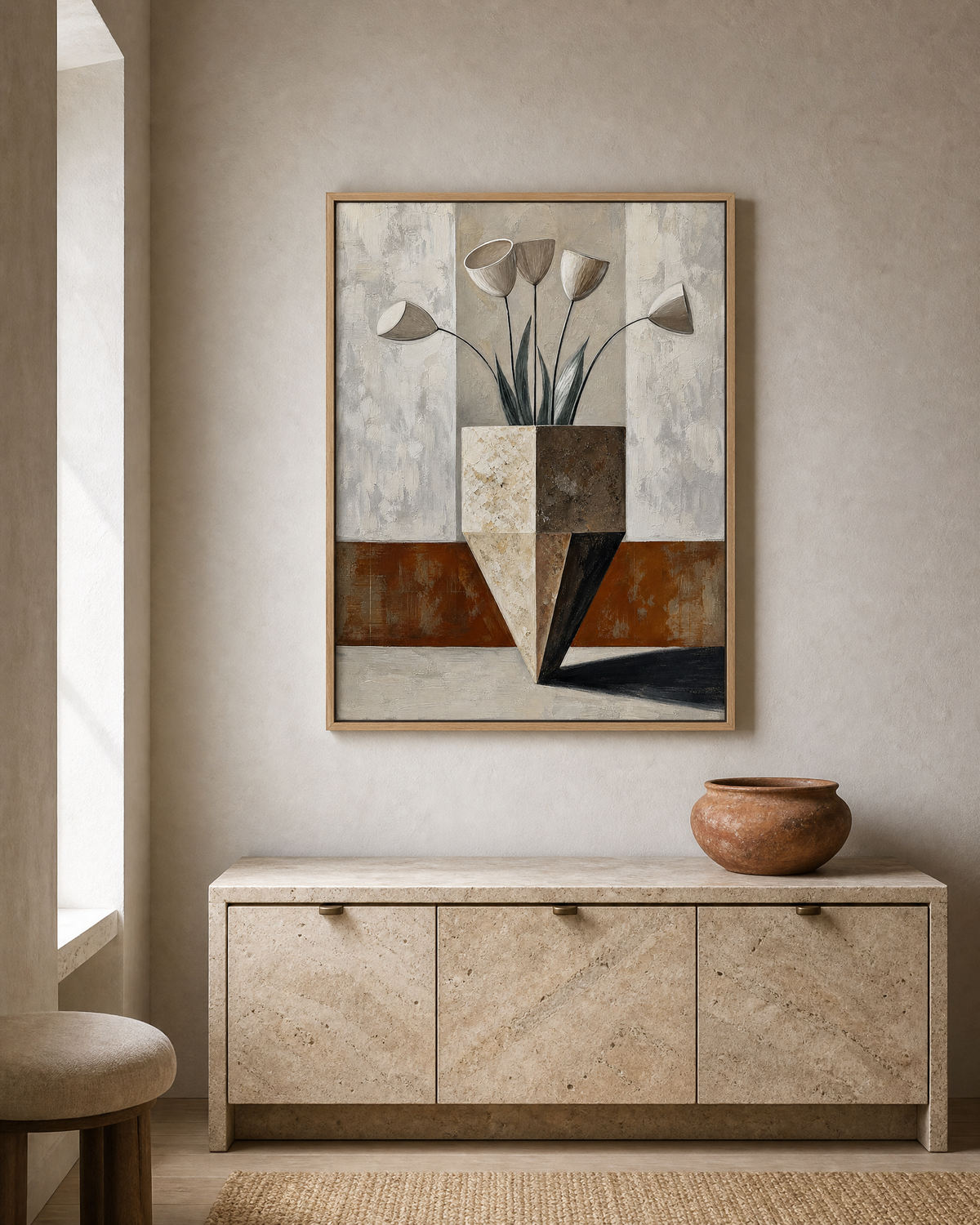 Tulips in Faceted Stone Vase