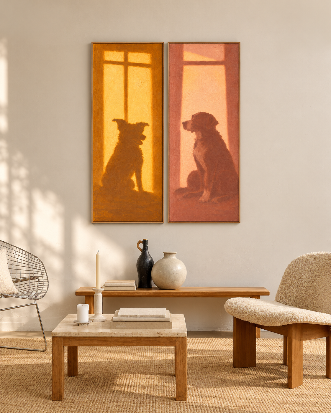 Sunlit Companions — Dog Diptych