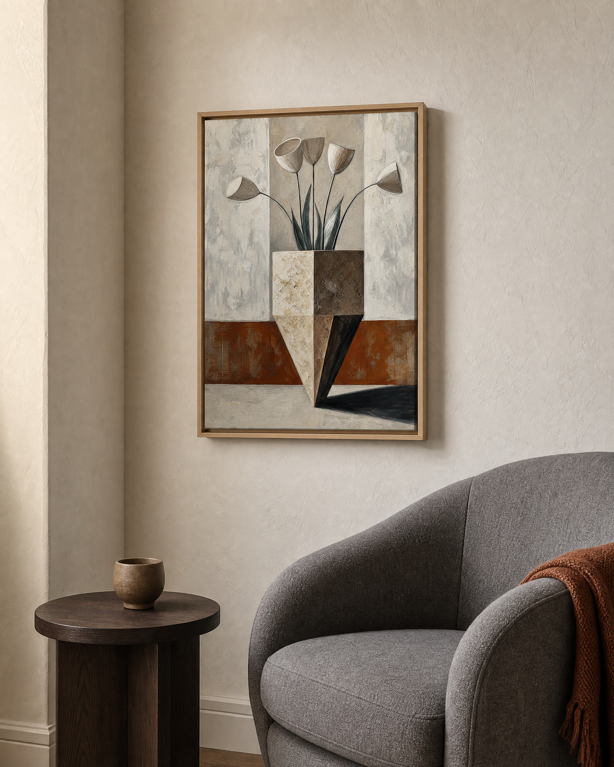 Tulips in Faceted Stone Vase