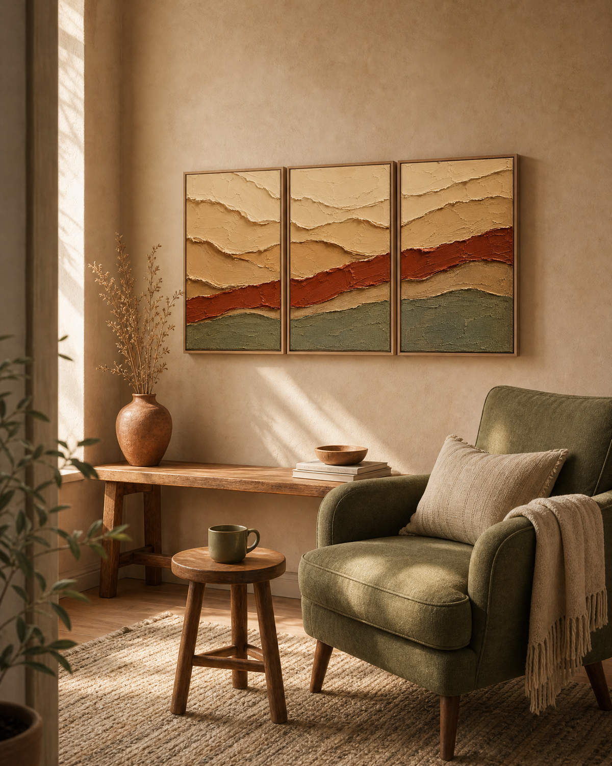 Layered Earth — Three-Panel Canvas Set