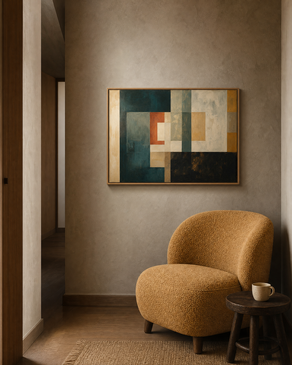 Quiet Grid in Teal and Ochre