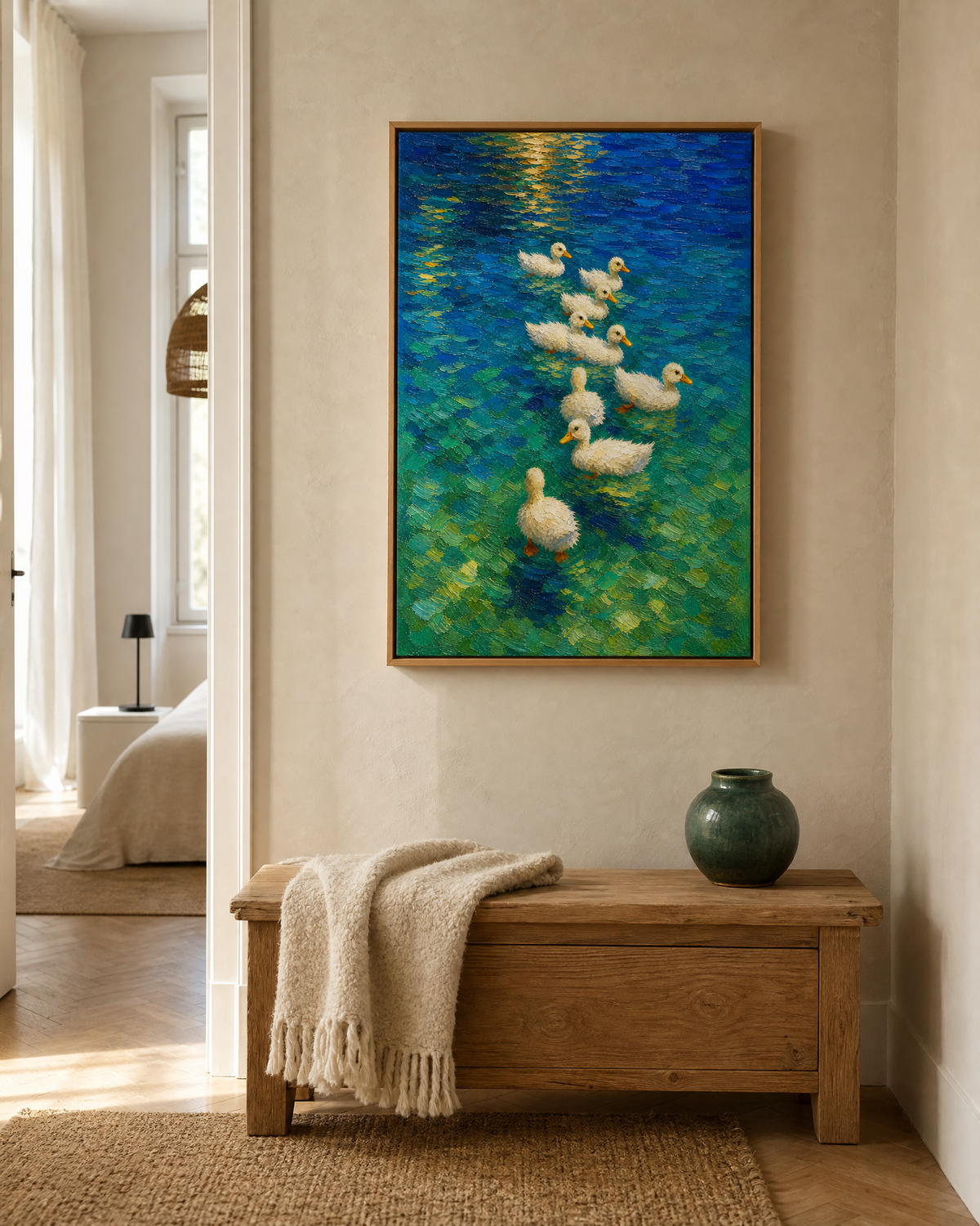 Ducklings on Sunlit Turquoise Water