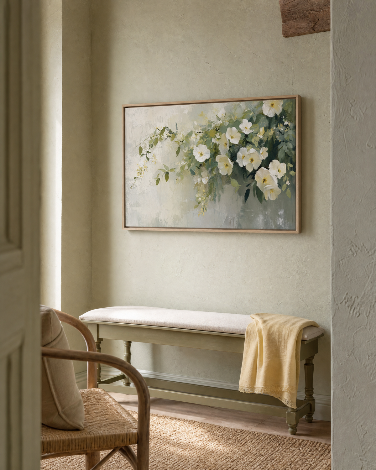 White Roses Drifting in Sage