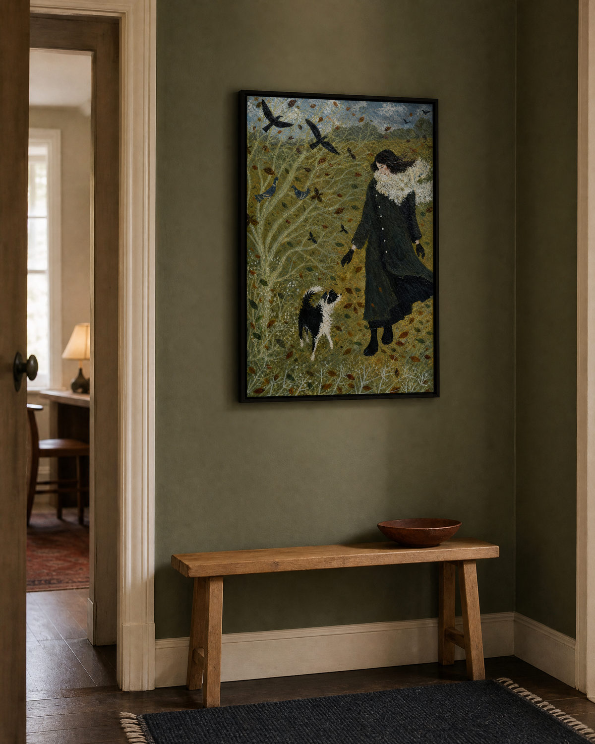 Autumn Walk with Border Collie