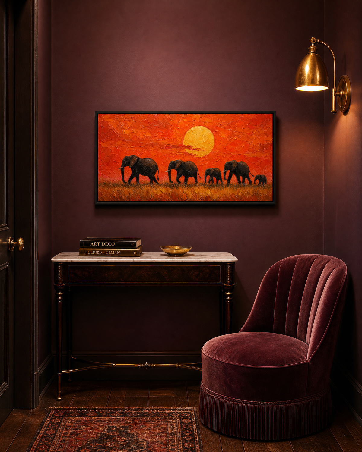 Elephant Herd at Sunset