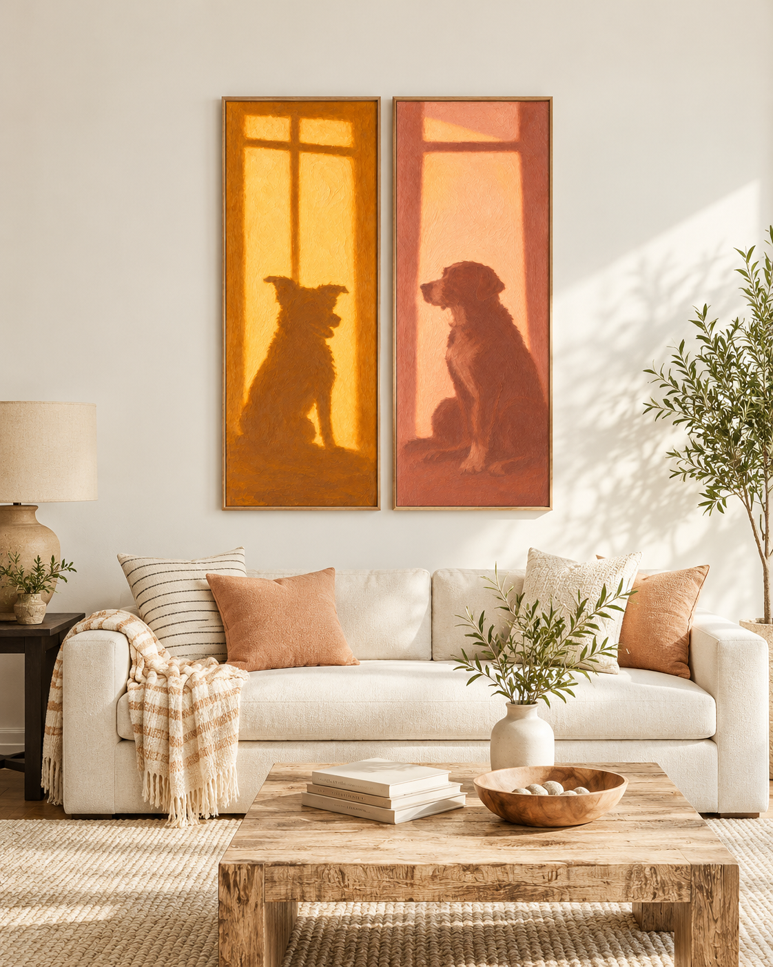 Sunlit Companions — Dog Diptych