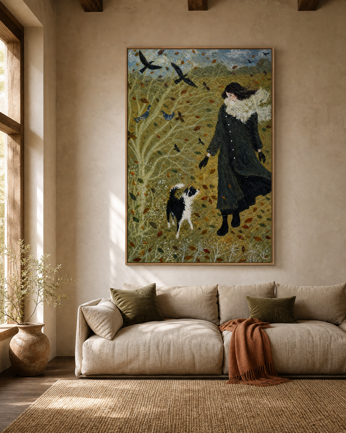 Autumn Walk with Border Collie