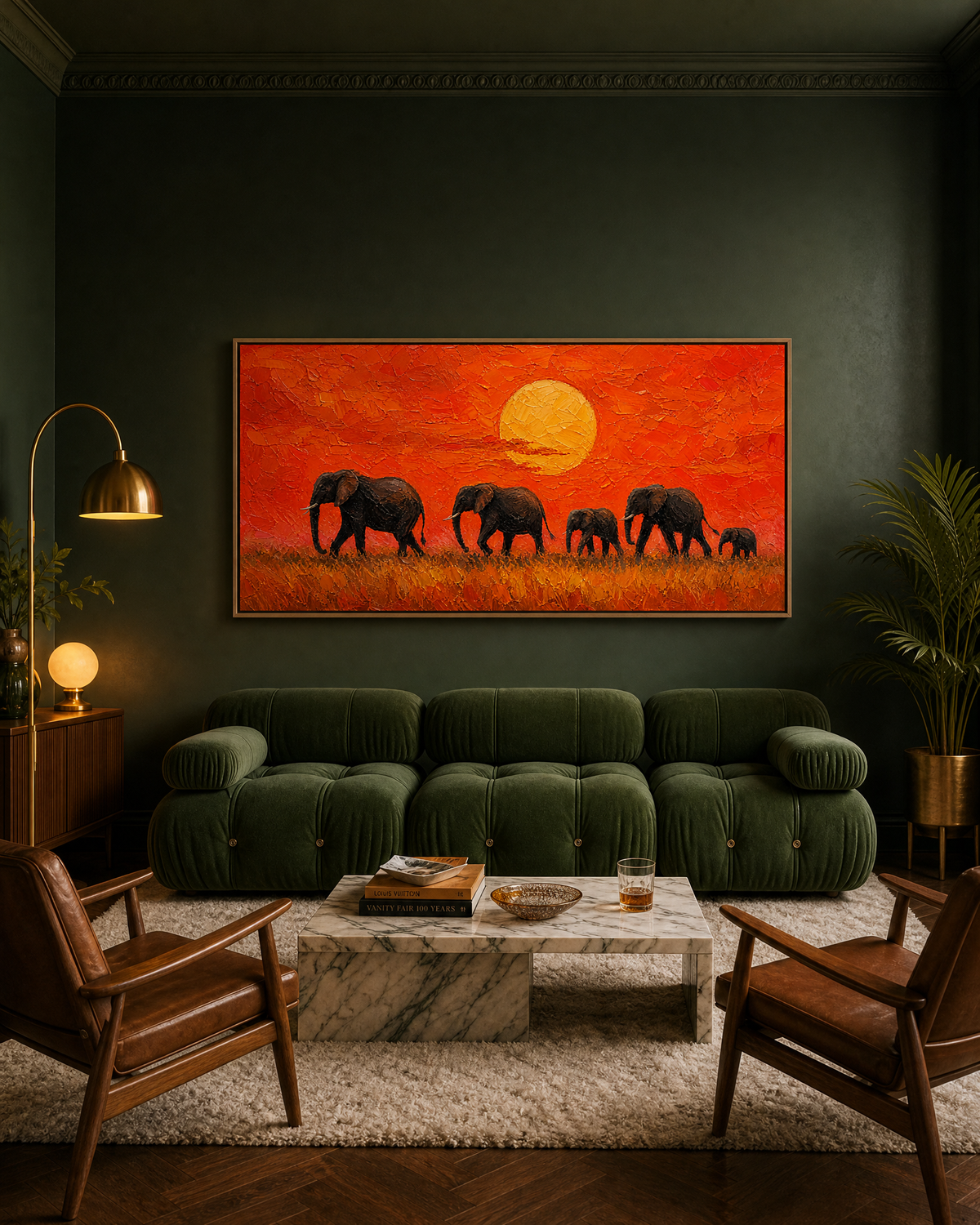 Elephant Herd at Sunset