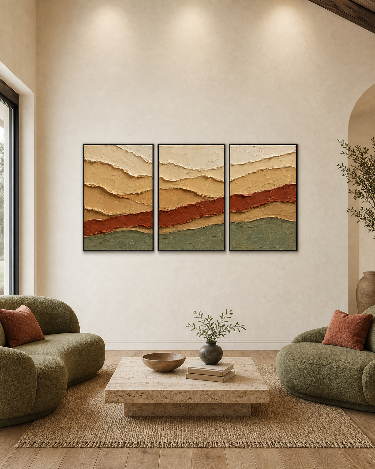 Layered Earth — Three-Panel Canvas Set