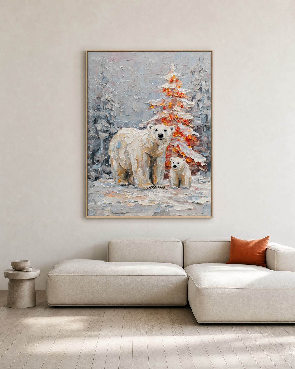 Polar Bears by the Winter Tree