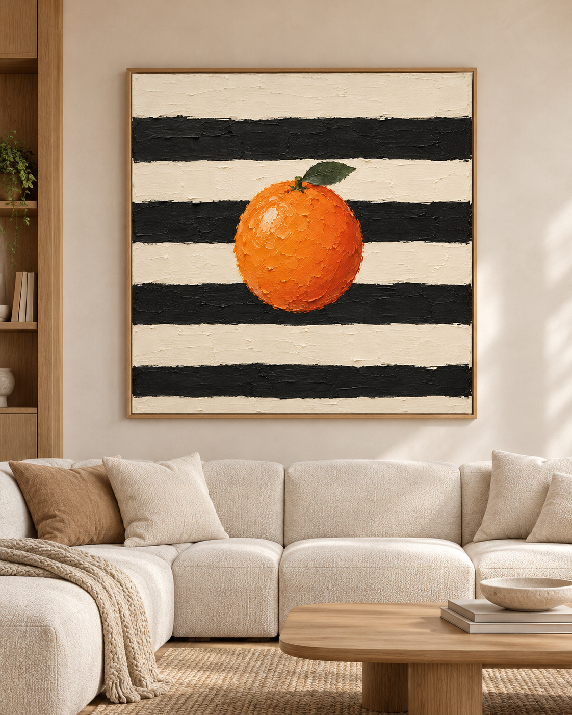 Citrus in Stripes — Orange Still Life Painting