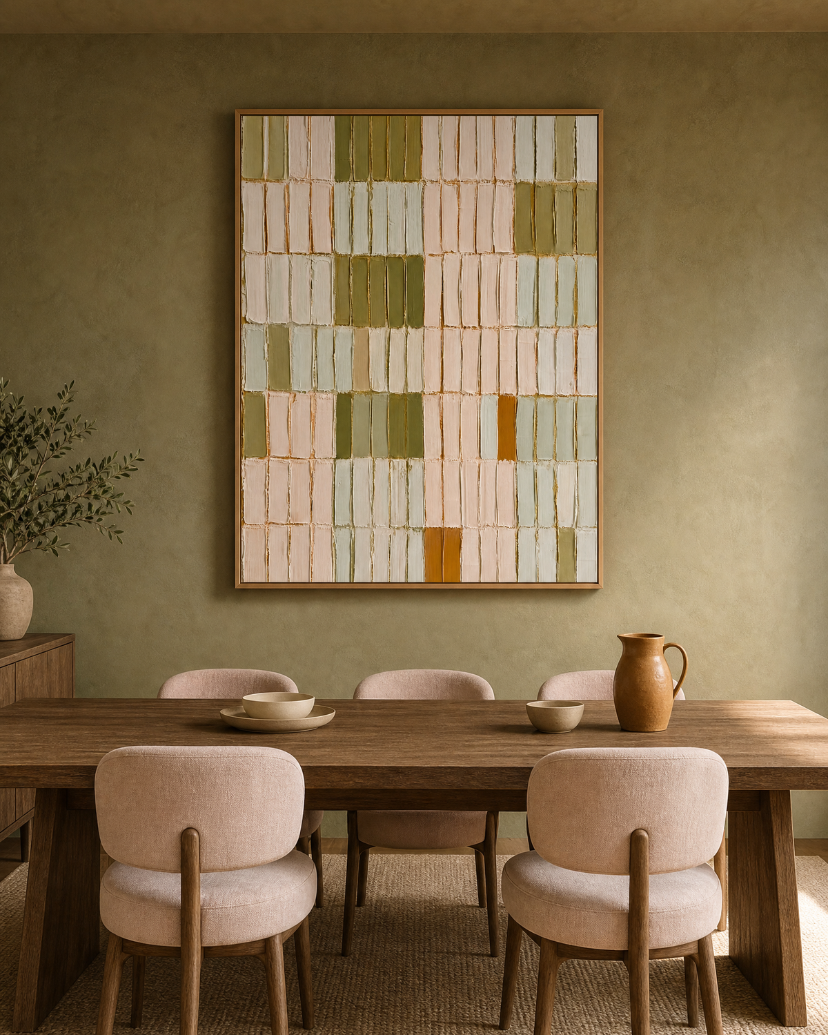 Weave Grid in Blush and Olive