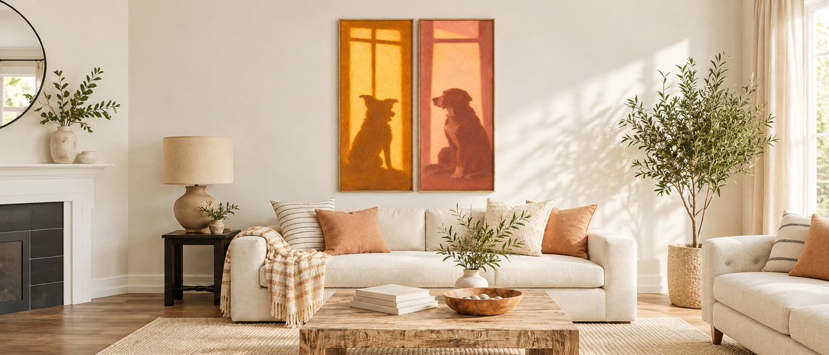 Sunlit Companions — Cat and Dog Diptych