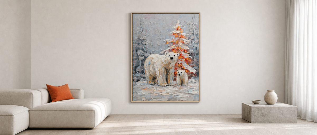 Polar Bears by the Winter Tree