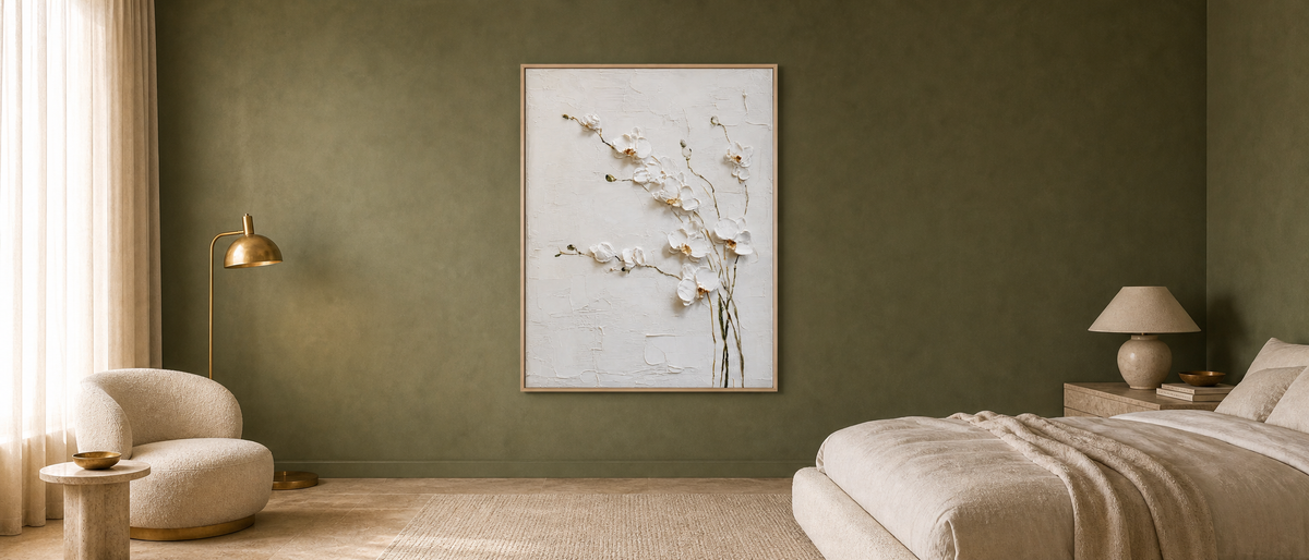 White Orchids on Textured Ivory