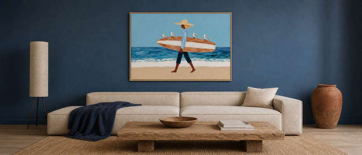 Surfer Girl with Seagulls