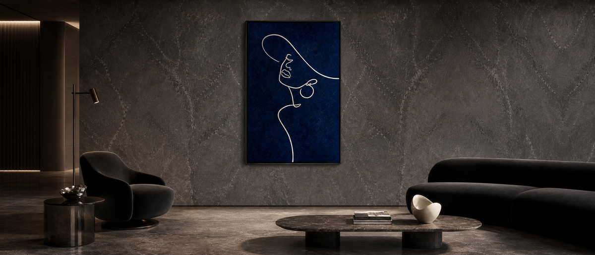 Midnight Muse — Single-Line Portrait in Navy