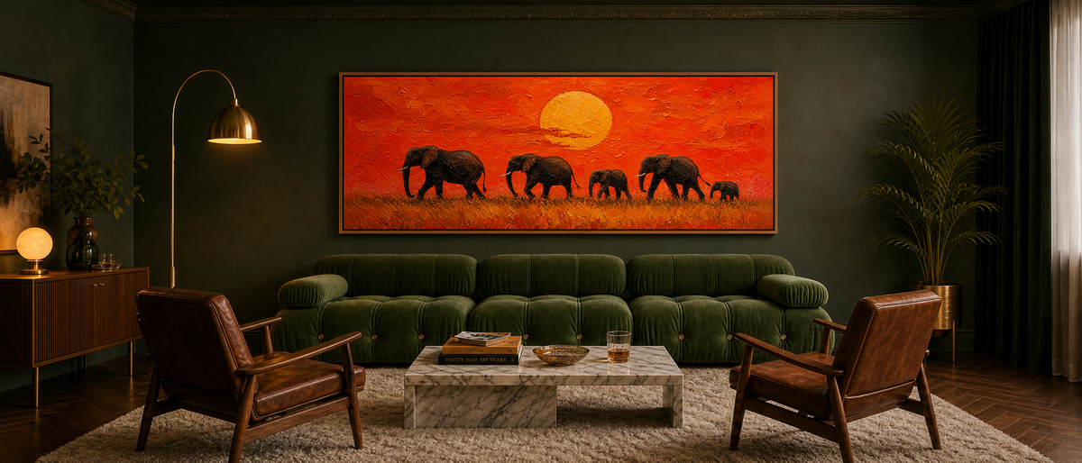 Elephant Herd at Sunset