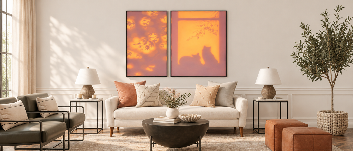 Golden Hour Cats — Two-Panel Canvas Set