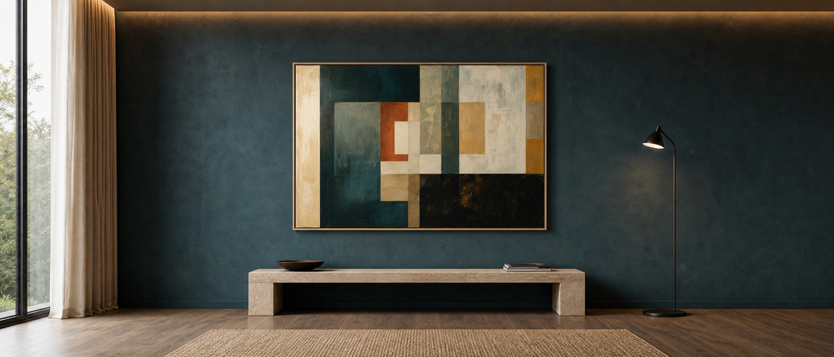 Quiet Grid in Teal and Ochre